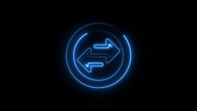 Neon transfer arrow icon animation .