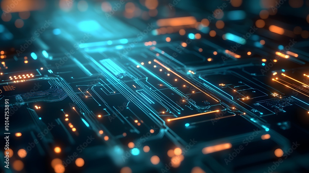 Poster abstract circuit board futuristic technology processing background.