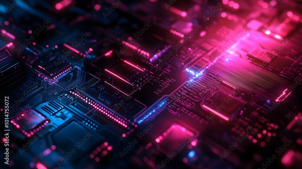 Poster abstract circuit board futuristic technology processing background.