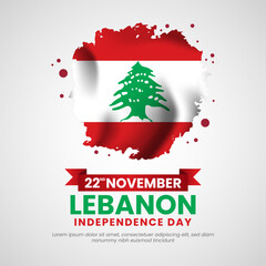Lebanon Happy Independence day square background with Creative grunge brush flag