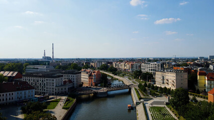 Fototapeta premium view city from the height of modern wish development architecture Europe Wroclaw Poland