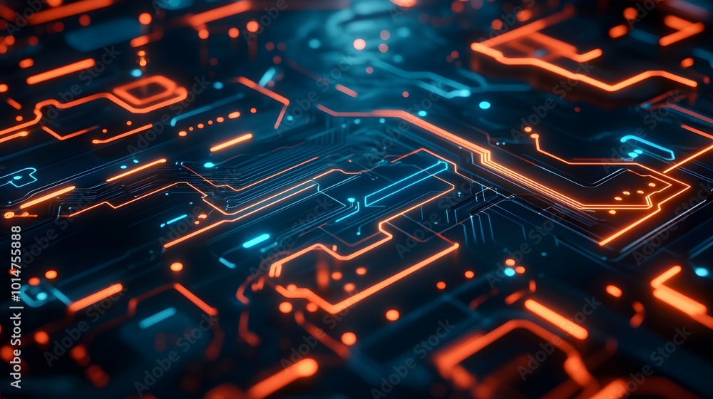 Poster abstract circuit board futuristic technology processing background.
