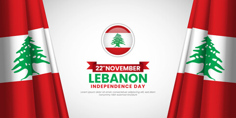 Lebanon happy independence day banner background, greeting card. Lebanese national holiday 22nd of November design element with waving flag
