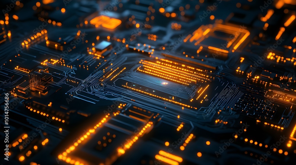 Poster abstract circuit board futuristic technology processing background.