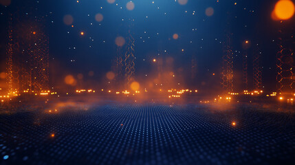 Fototapeta premium Futuristic Digital Abstract Backgrounds with Minimalist Geometric Shapes and Neon Glows