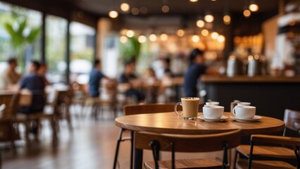Blur coffee shop or cafe restaurant, Blurred restaurant background with some people and chefs working