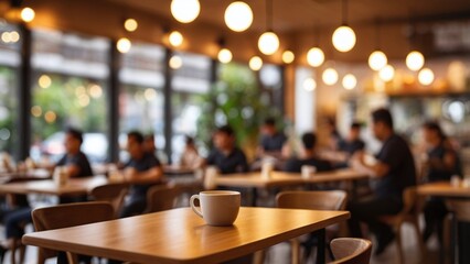 Blur coffee shop or cafe restaurant, Blurred restaurant background with some people and chefs working