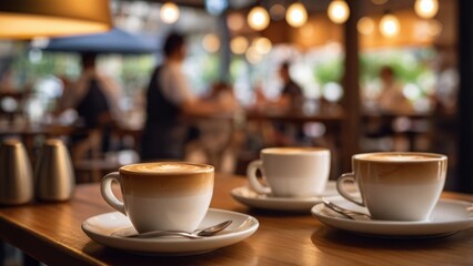 Blur coffee shop or cafe restaurant, Blurred restaurant background with some people and chefs working