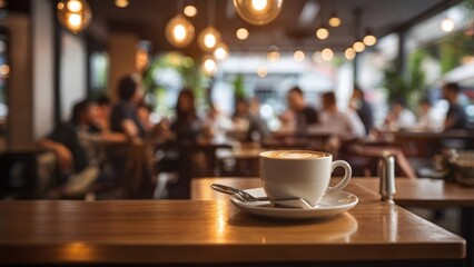 Blur coffee shop or cafe restaurant, Blurred restaurant background with some people and chefs working