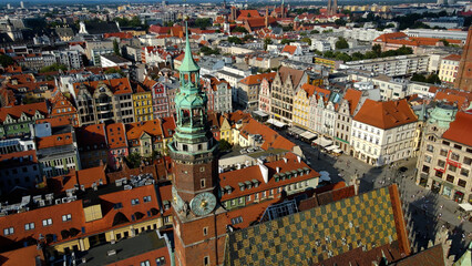 view city from the height of modern wish development architecture Europe Wroclaw Poland