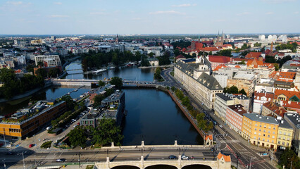 Obraz premium view city from the height of modern wish development architecture Europe Wroclaw Poland