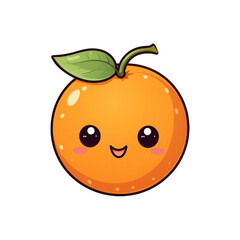 Smiling orange fruit with big eyes and a green leaf. Suitable for food, wellness, health, and organic product concepts. Generative AI