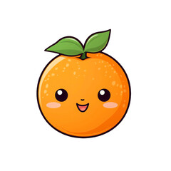 Smiling orange fruit with big eyes and a green leaf. Suitable for food, wellness, health, and organic product concepts. Generative AI