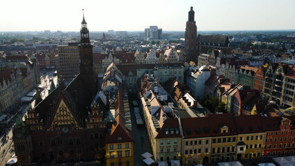 view city from the height of modern wish development architecture Europe Wroclaw Poland