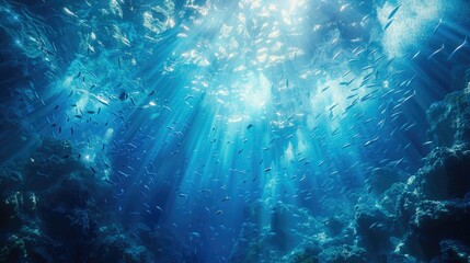 a beautiful underwater photograph of a school of fish