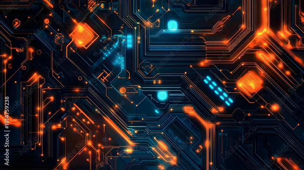 Poster abstract circuit board futuristic technology processing background.
