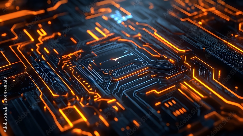 Poster abstract circuit board futuristic technology processing background.