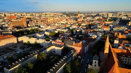 Fototapeta premium city Europe beautiful top view aerial photography of Wroclaw Poland