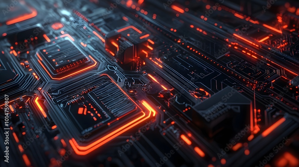 Poster abstract circuit board futuristic technology processing background.