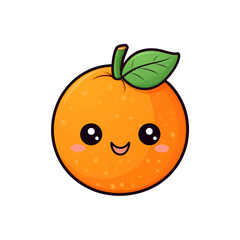 Smiling orange fruit with big eyes and a green leaf. Suitable for food, wellness, health, and organic product concepts. Generative AI