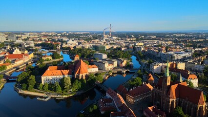 Fototapeta premium city Europe beautiful top view aerial photography of Wroclaw Poland