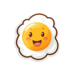 A smiling fried egg with a happy face in a cartoon style is ideal for food related designs or kids products. Cute and cheerful breakfast character. Generative AI