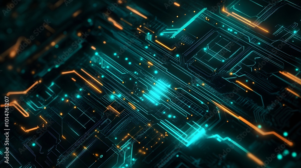 Poster abstract circuit board futuristic technology processing background.