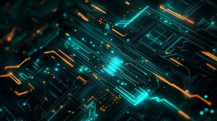 Obraz premium Abstract circuit board futuristic technology processing background. 