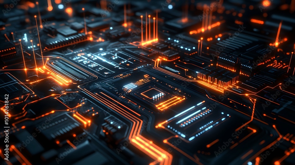 Poster abstract circuit board futuristic technology processing background.