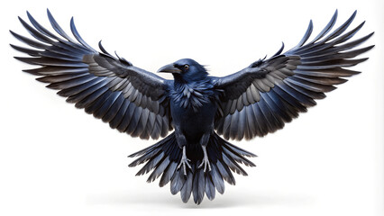 Fototapeta premium Majestic raven with wings spread wide in powerful flight symbolizes freedom, mystery, and bold new beginnings, captivating the imagination