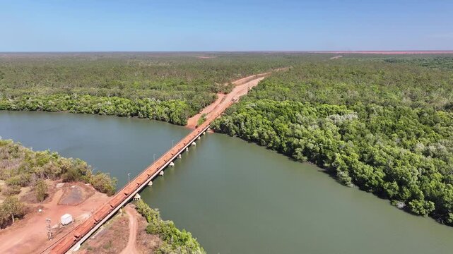 Aerial footage of Weipa Queensland Australia