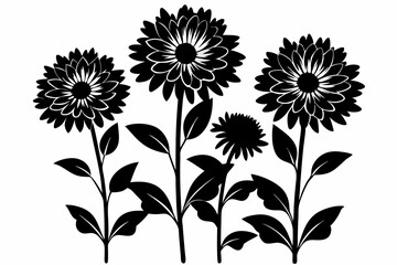 set of flowers silhouette