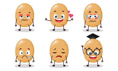 funny potato cartoon character with different pose activity vector illustration