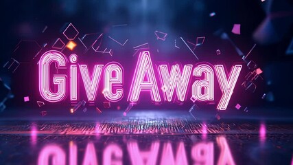 Exciting giveaway announcement with neon lights and festive sparkles for promotional event