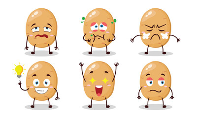 funny potato cartoon with different expressions vector illustration