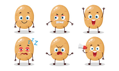 funny potato cartoon with many expressions vector illustration