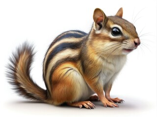 Whimsical chipmunks frolic on a clean white background, showcasing the allure of wildlife and nature, an ideal choice for stock photography collections.