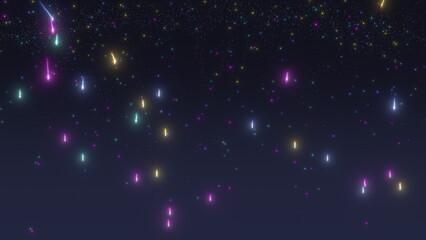 Colorful astronomical background of comets, star nebulae, and meteors with flares