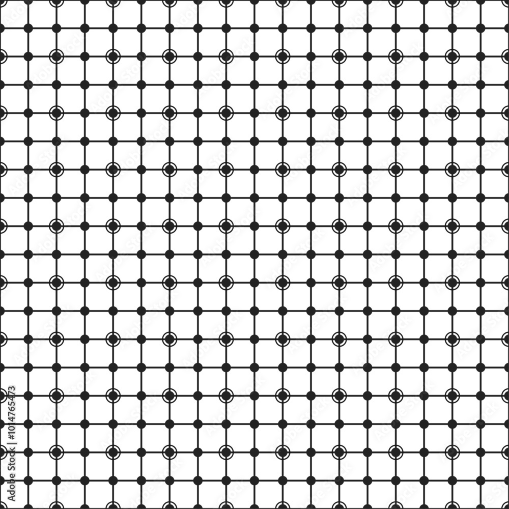 Aufkleber A grid of intersections of cells and dots. Grid with dots and circles inside the intersections of lines.