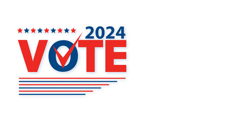 Obraz premium Vote 2024 design concept, political campaign banner template. 3D Rendering