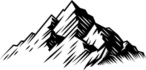 Mountains Range Woodcut Engraved Style Drawing