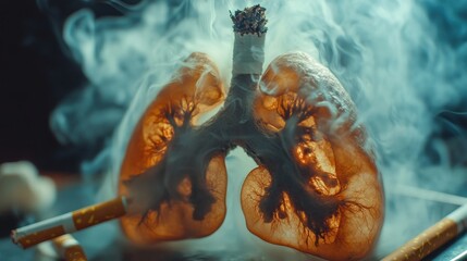 human lungs damaged by smoking