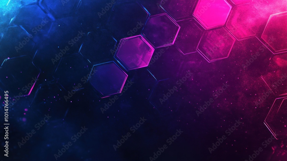 Aufkleber abstract hexagonal pattern with vibrant colors and a cosmic feel.