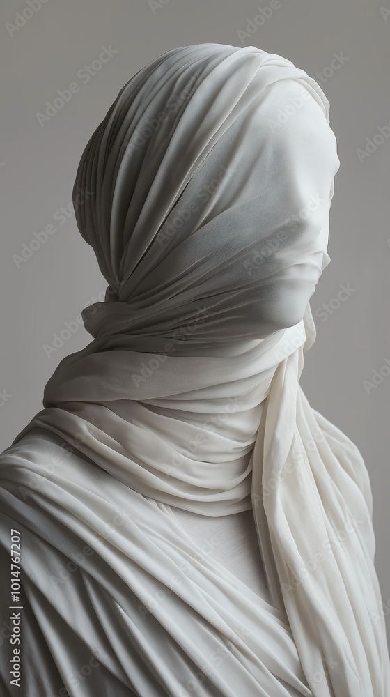 Wall mural a white statue with a scarf wrapped around it