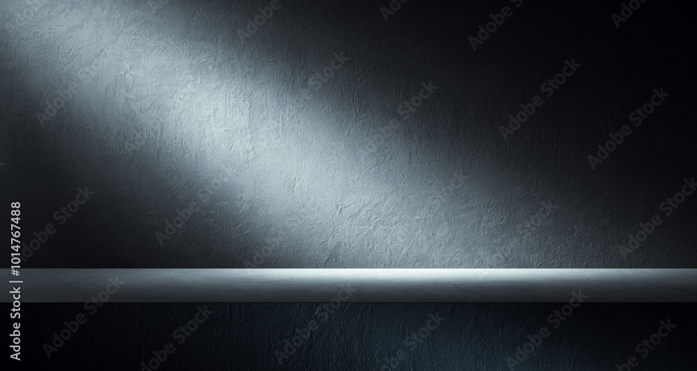 Poster Empty podium with spotlight in dark background for presentations or exhibitions. 3D Rendering