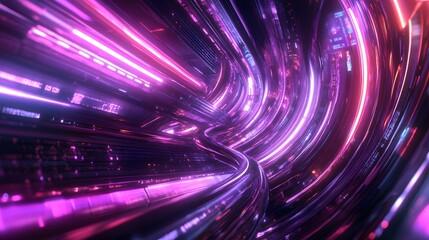 3d render, abstract futuristic ultraviolet background with cyber screen and glowing neon lights. 