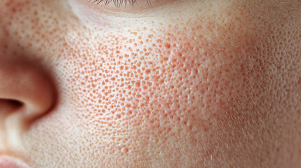 High-Resolution Macro Photograph of Acne Scars on Face with Pitted and Uneven Skin