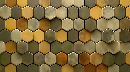 A captivating arrangement of textured hexagons in earthy tones creates a mesmerizing pattern background