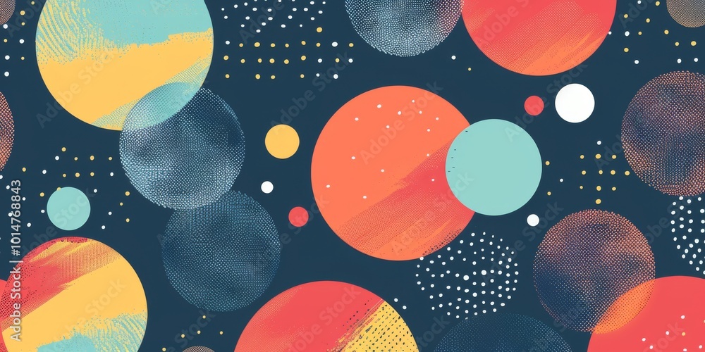 Poster a colorful background with many different sized circles. the circles are of various colors and sizes