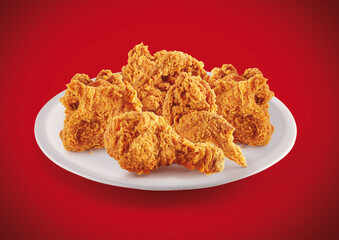 crispy fried chicken in a red background
